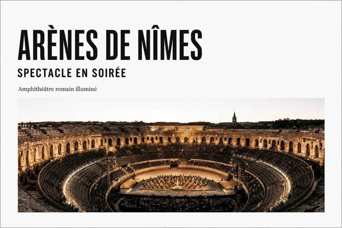 Spectacle arènes de nîmes dans l’amphithéâtre romain illuminé au crépuscule