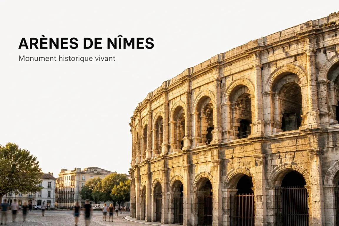 Camping arènes de Nîmes : vue extérieure des Arènes de Nîmes au centre-ville