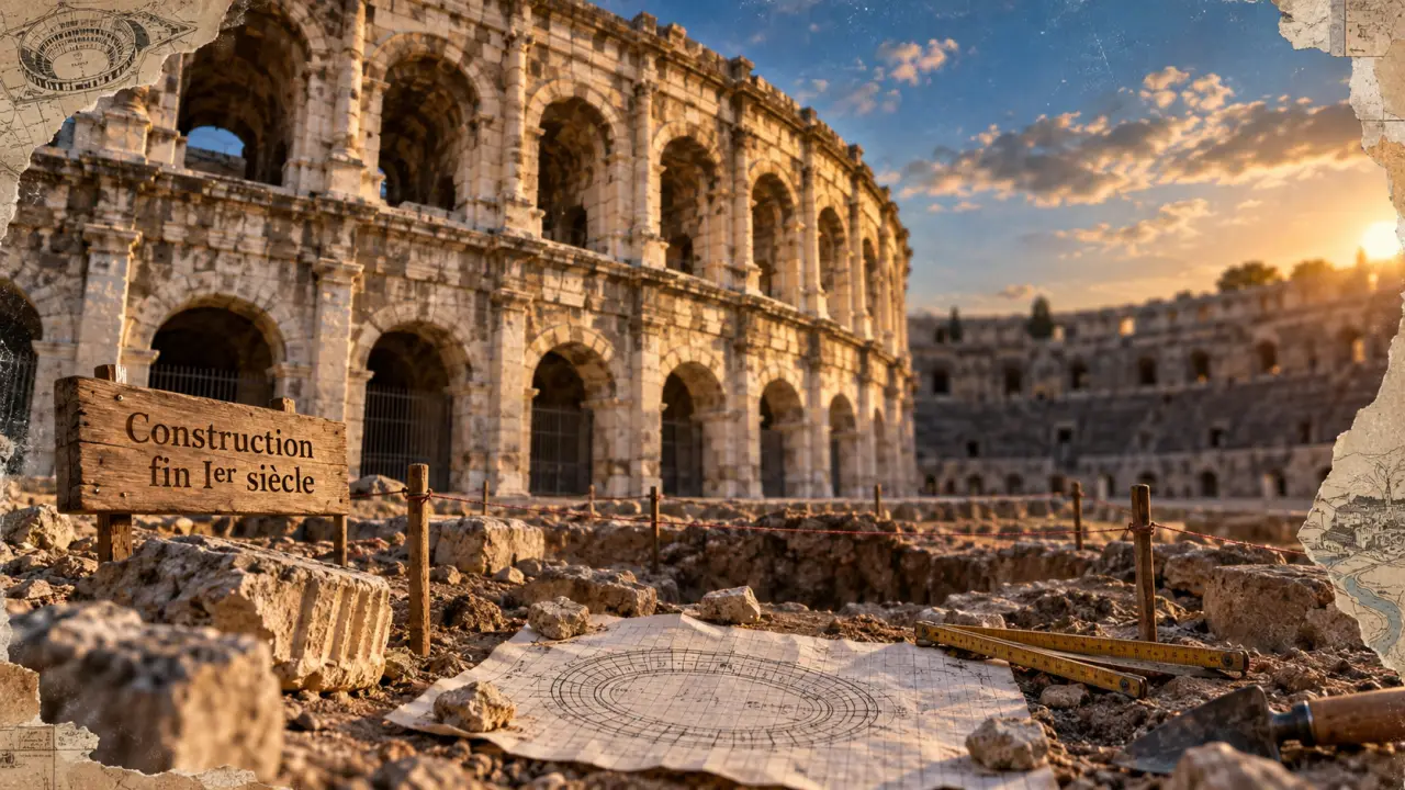 Arènes de Nîmes date de construction : vue des arènes romaines (90-125 ap. J.-C.)