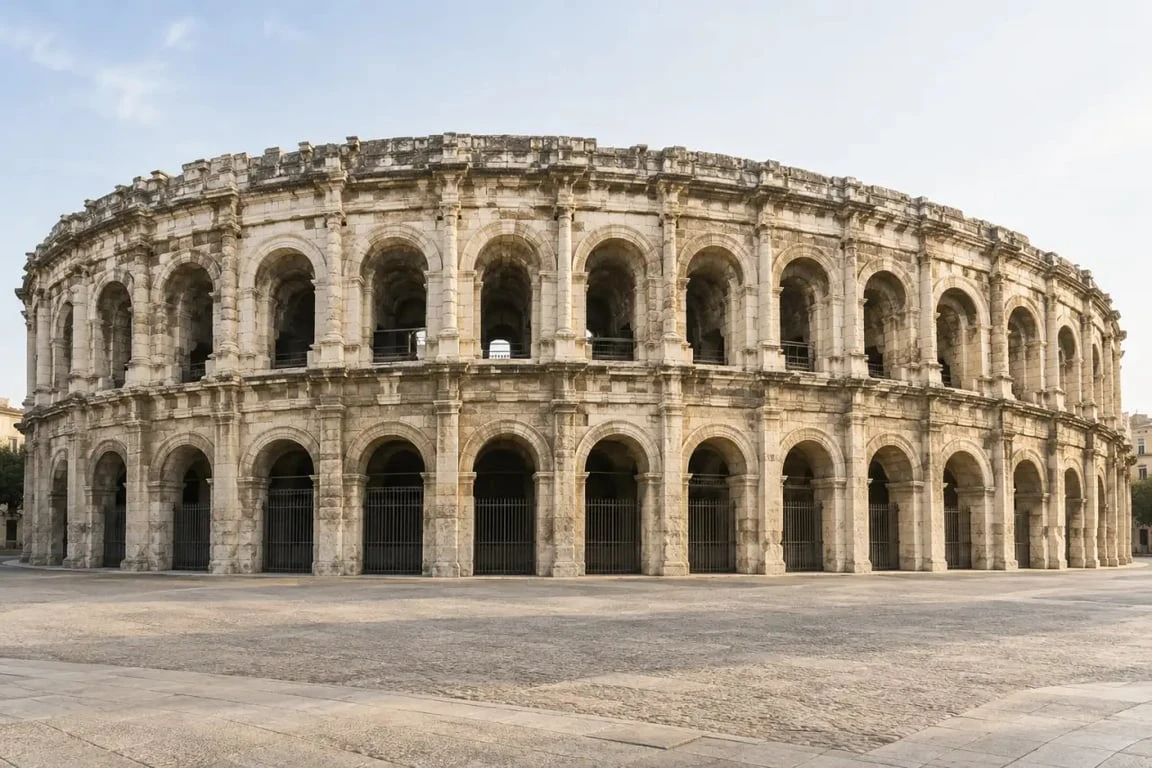 Arènes de Nîmes, amphithéâtre romain construit entre 90 et 125 après J.-C.