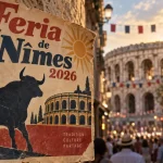 Affiche Feria de Nîmes 2026 devant les arènes de Nîmes