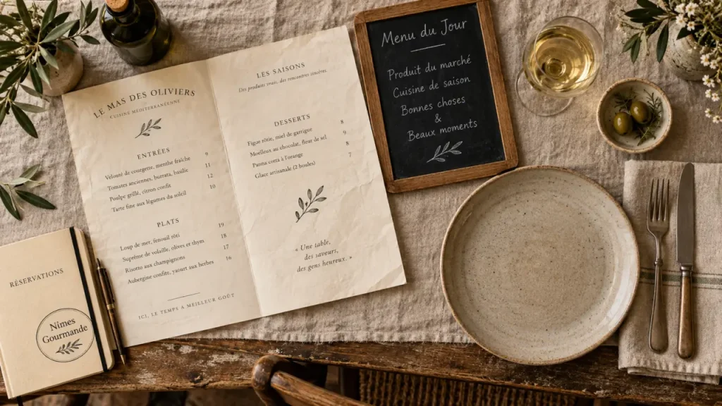 Meilleurs restaurants à nîmes : carte de restaurant, menu et budget