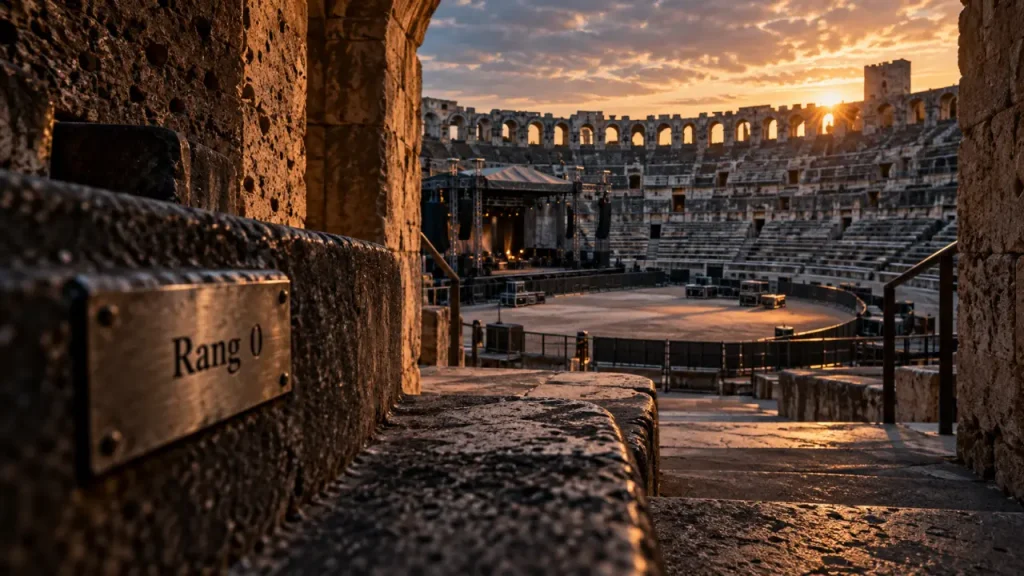 Plan arènes de Nîmes rang 0 : vue selon le bloc