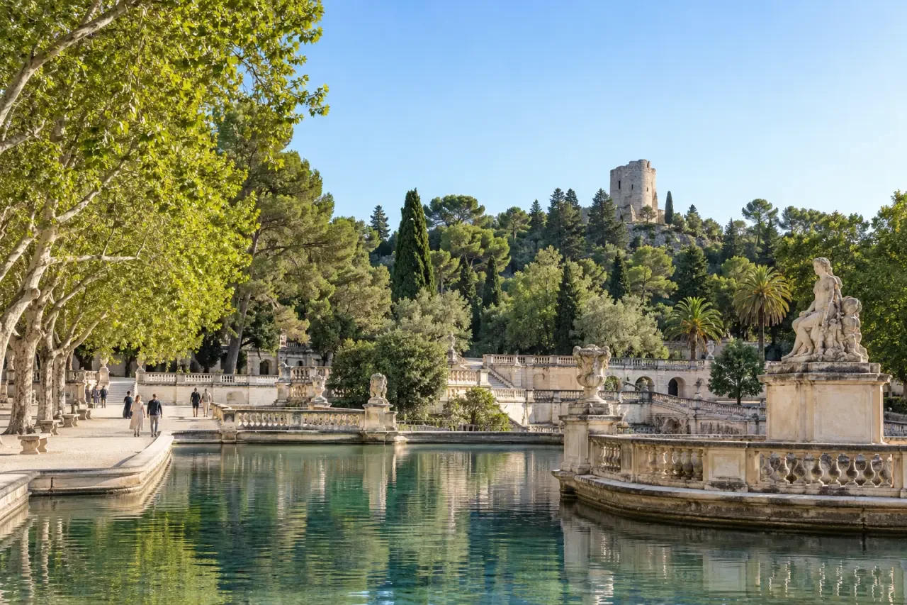 Visiter Nîmes à pied dans les Jardins de la Fontaine jusqu’à la Tour Magne