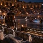 Le rêve du gladiateur aux Arènes de Nîmes, arène romaine et gladiateur