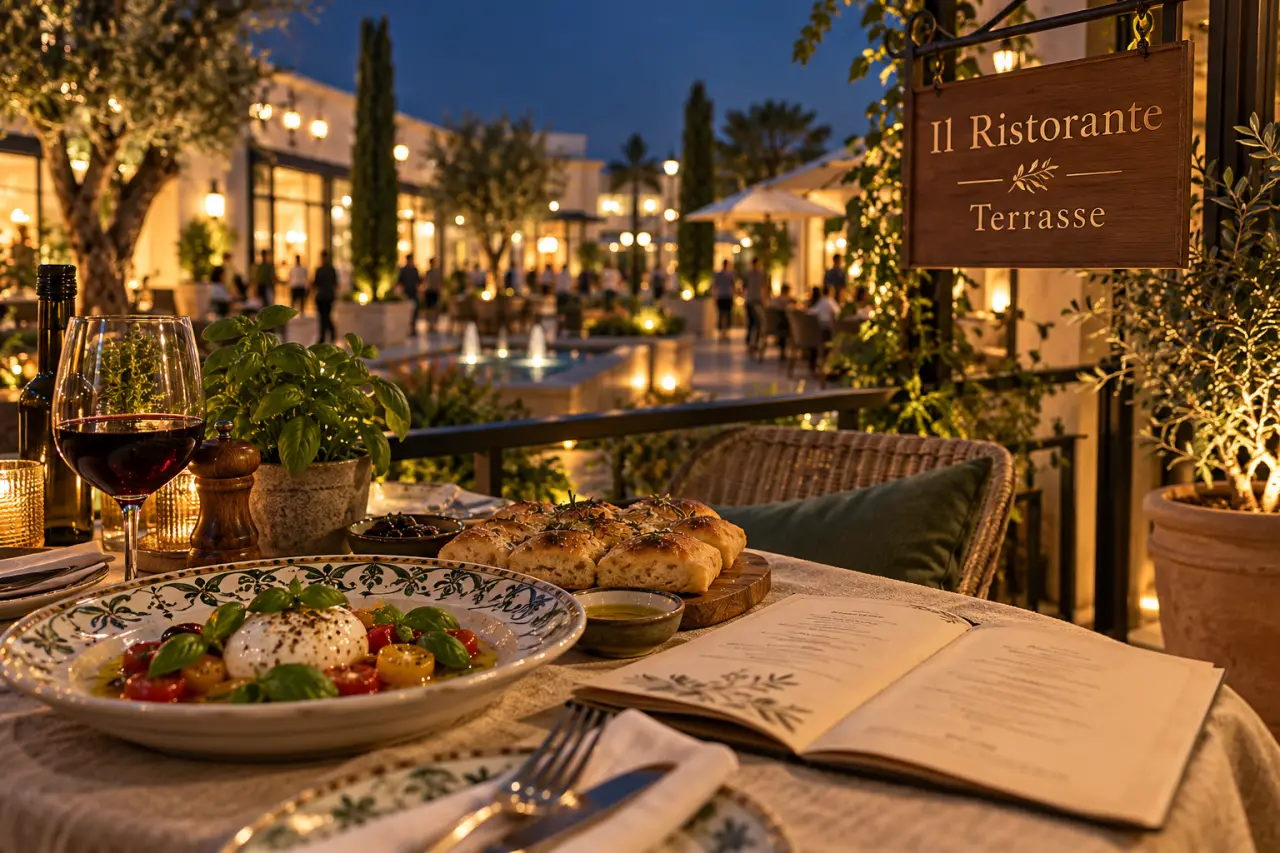 restaurant nîmes cap costiere, terrasse italienne à Nîmes, focaccia et vin rouge